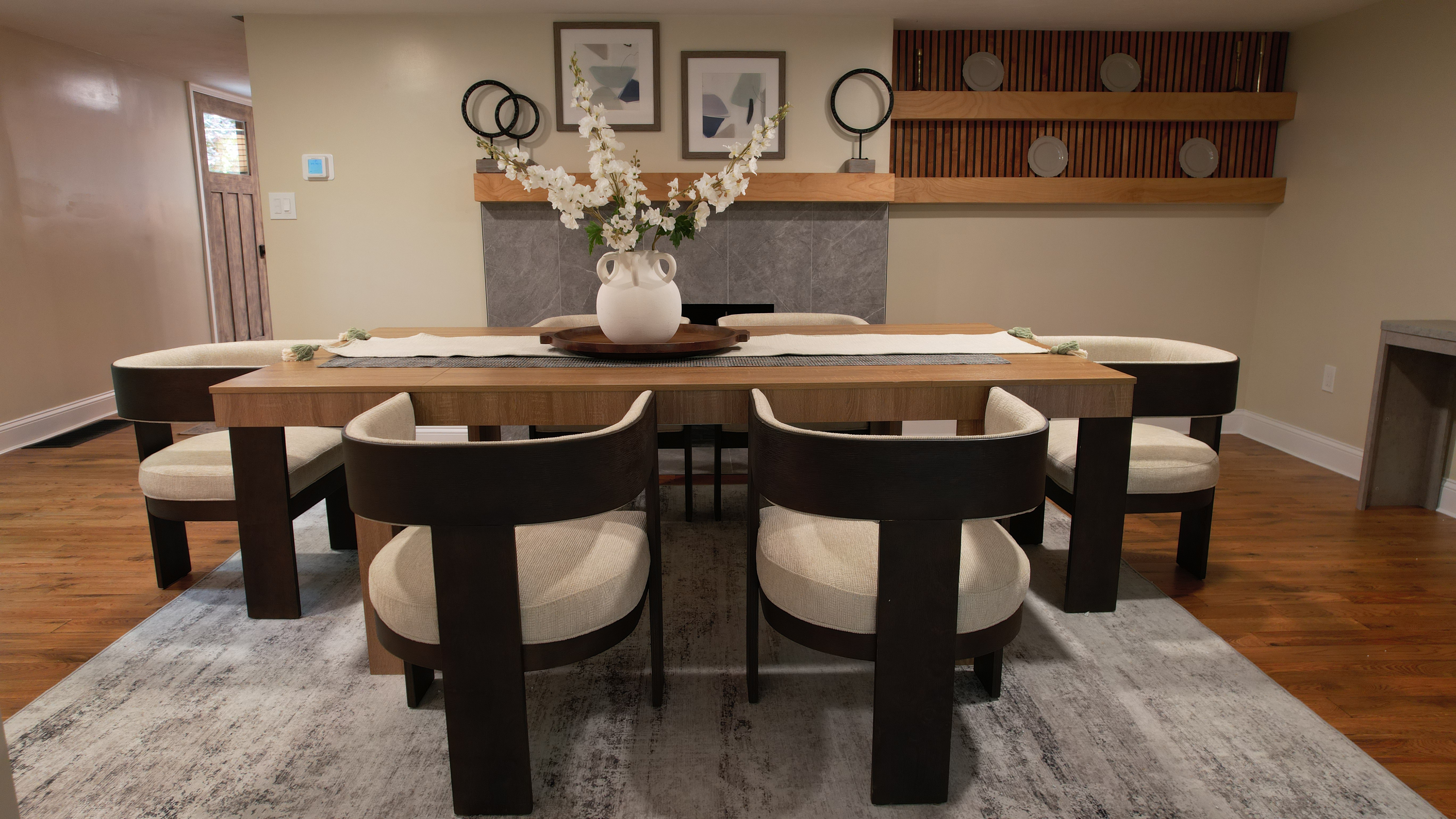 Framingham dining room with fireplace