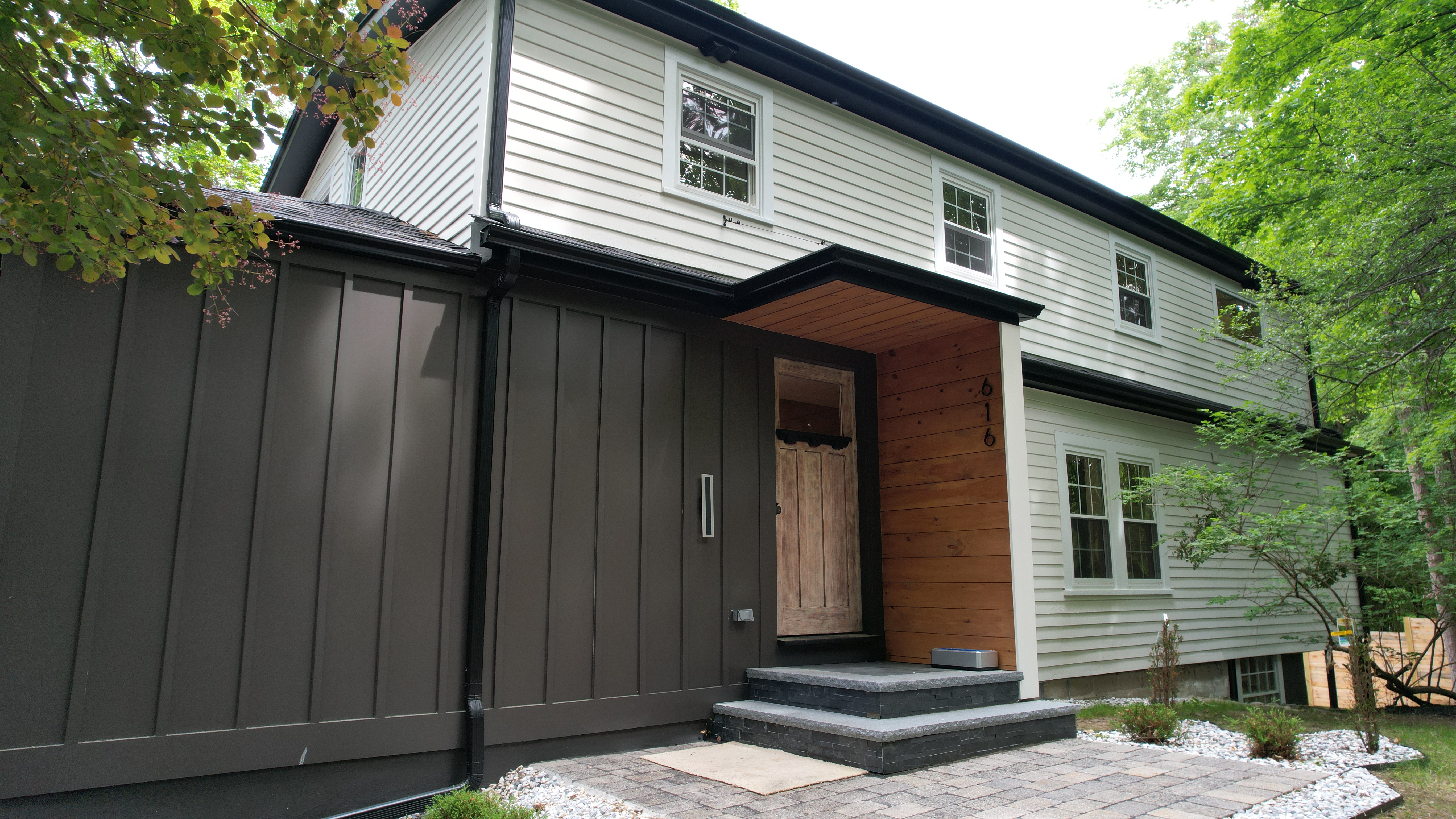 Framingham front entry and renovated exterior details
