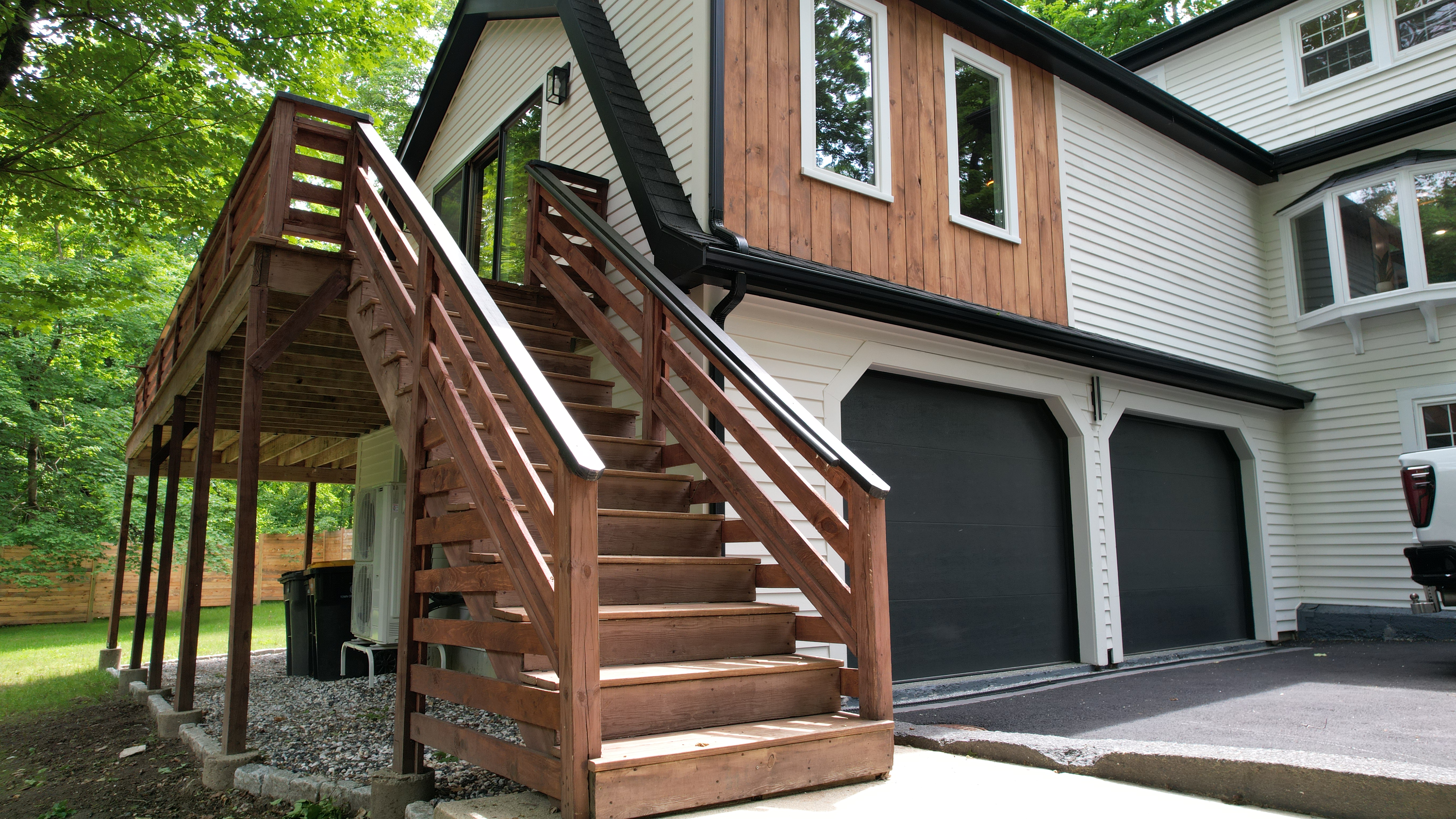 Framingham rear deck and garage view