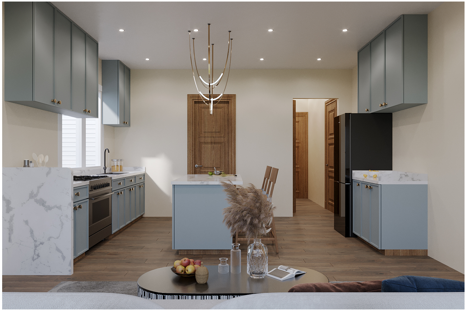 Interior kitchen rendering for Carver property