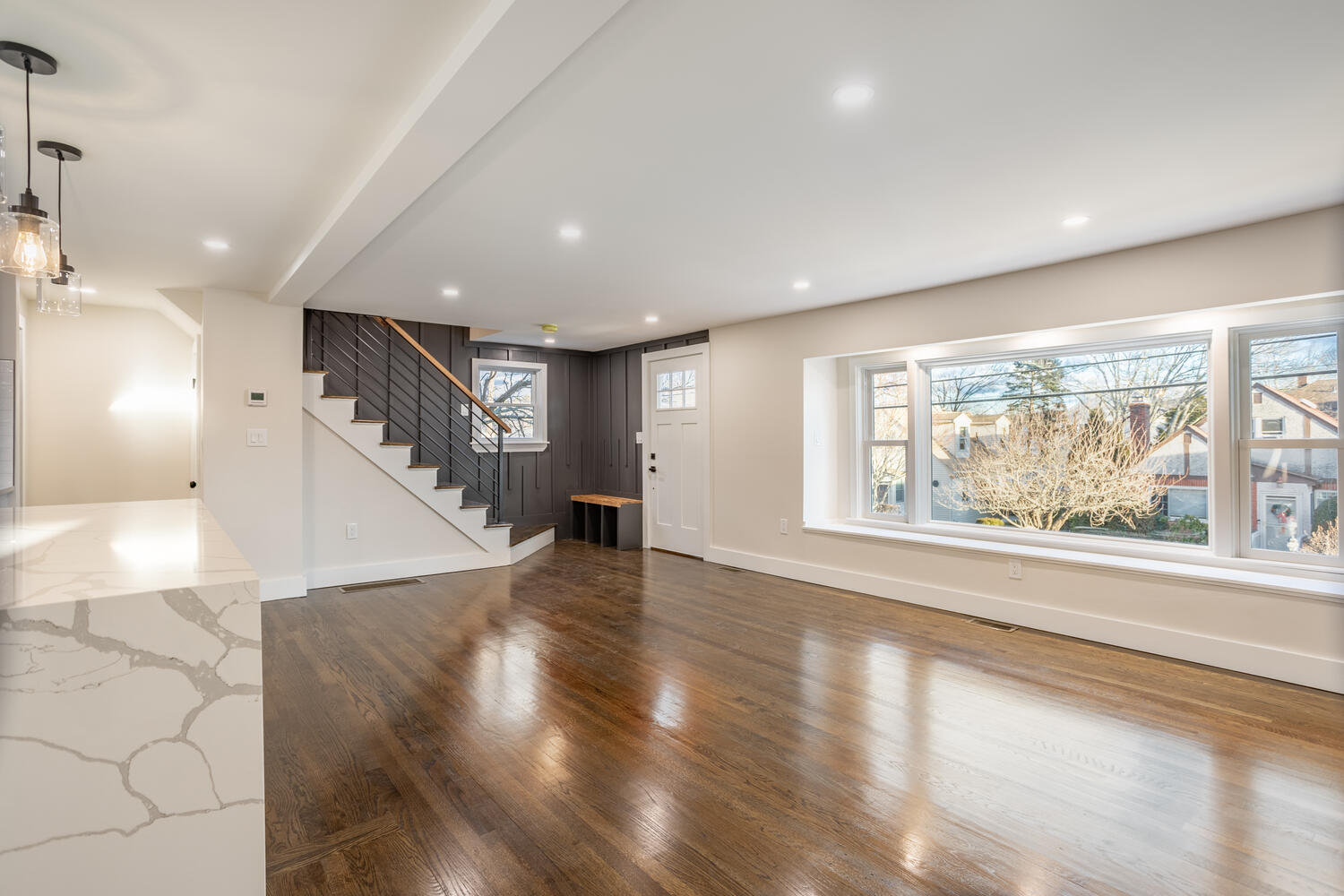 Dedham kitchen and living connection