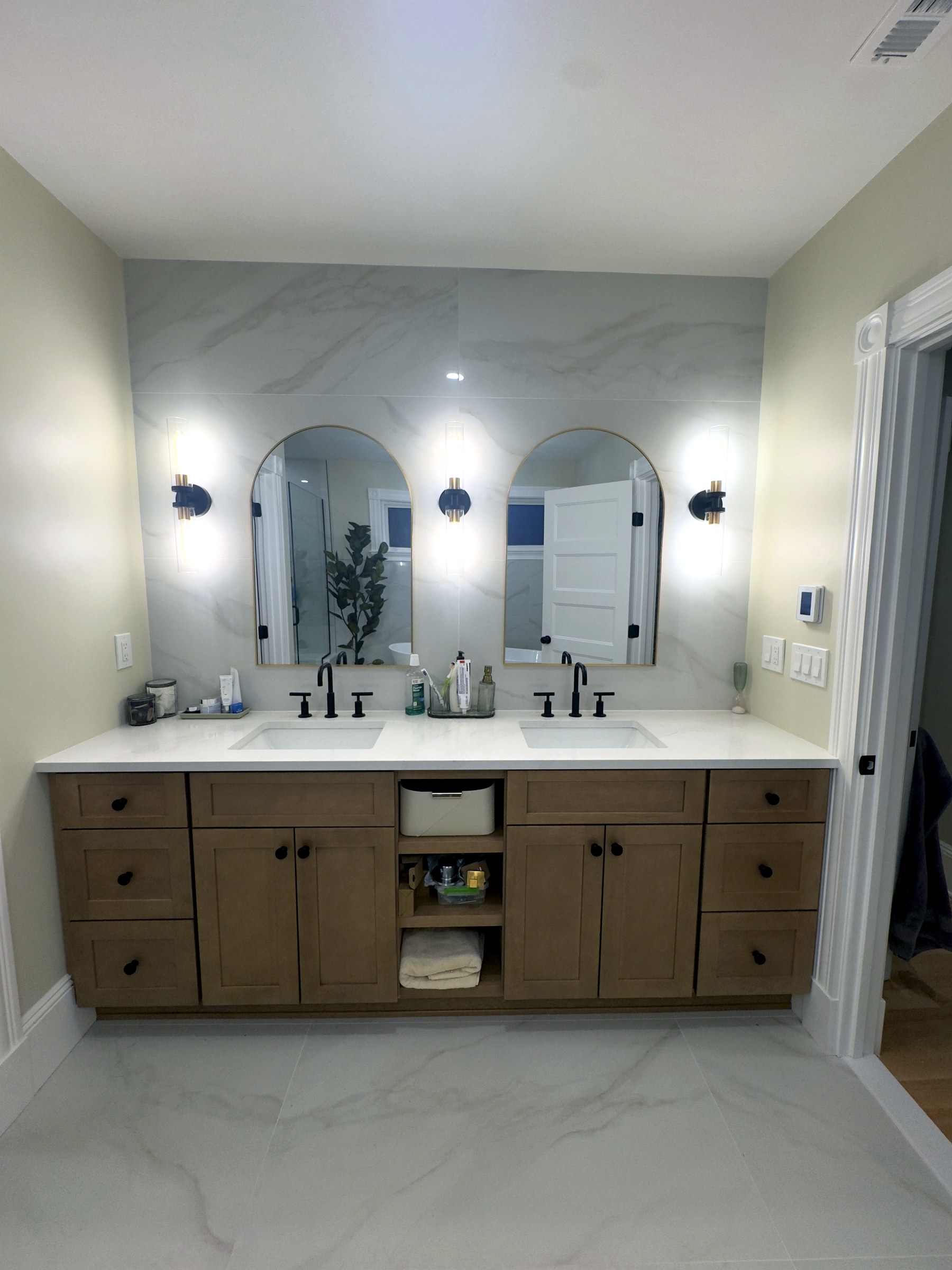 Milton double vanity bathroom detail
